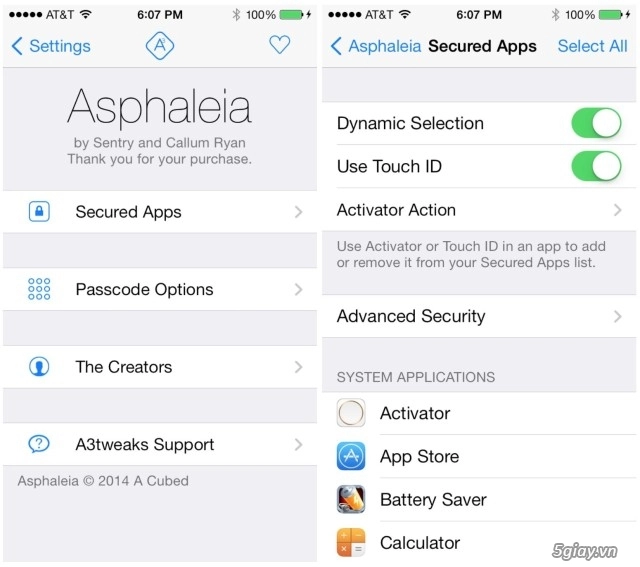 Asphaleia tweak cho phép dùng touch id để khóa ứng dụng bất kì - 2