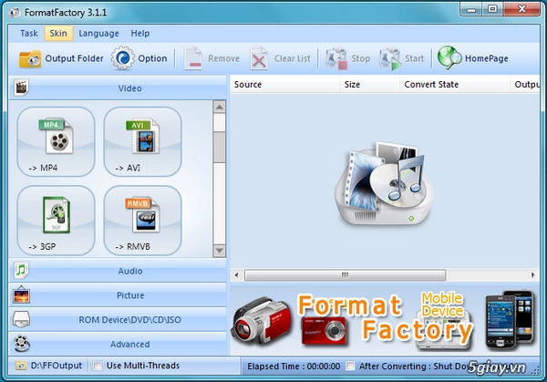 Chuyển đổi file media bằng format factory - 1