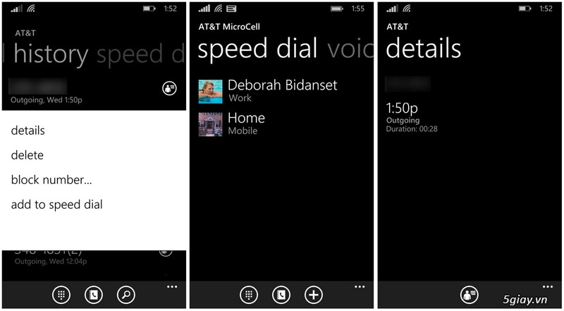 Đã có thể dùng speed dial call history trên wp81 - 2