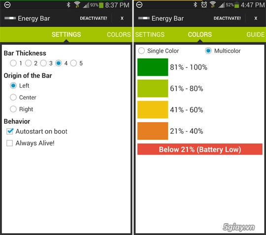 Energy bar - thêm thanh hiển thị dung lượng pin chi tiết cho android - 2