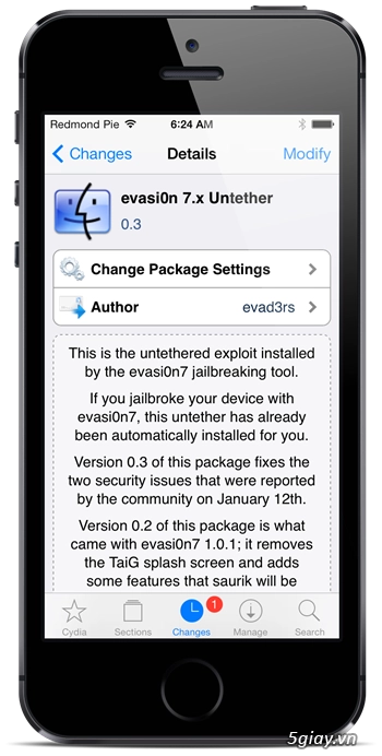 Evasi0n7 v104 jailbreak ios 71 beta 3 untether fix lỗi khởi động vòng cho ipad mini retina - 4