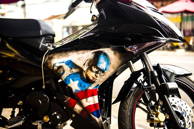 Exciter 150 sơn airbrush captain america của biker biên hòa - 5