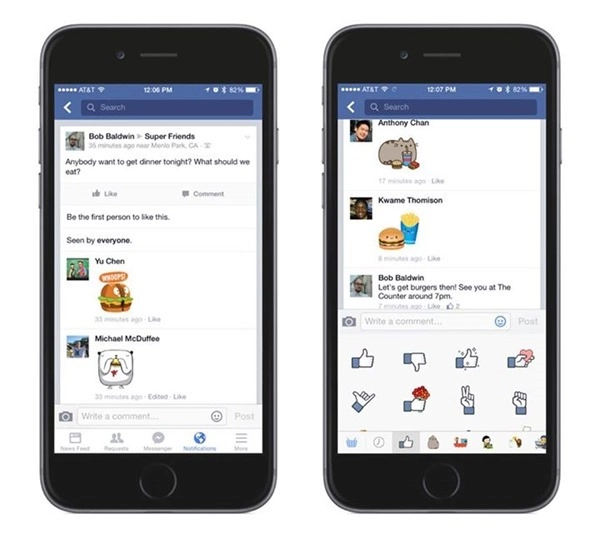 Facebook trên iphone cho phép bình luận kèm hình sticker - 2