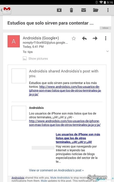 Gmail trên android cập nhật phiên bản 472 bỏ nút show pictures below khi đọc email - 1