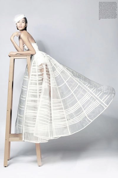 Hoàng thùy mặc váy làm từ lưới và gọng nhựa - 3