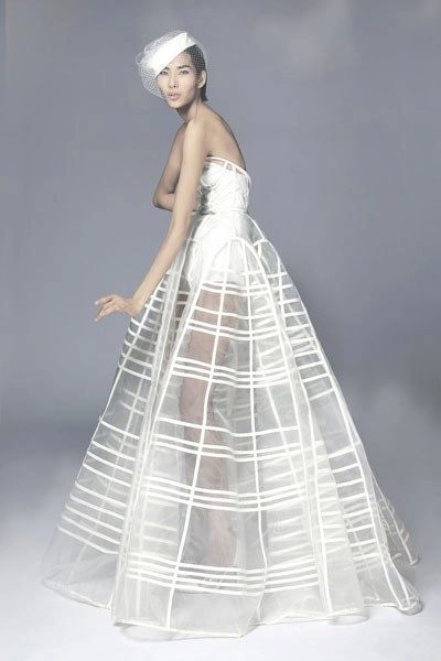 Hoàng thùy mặc váy làm từ lưới và gọng nhựa - 5
