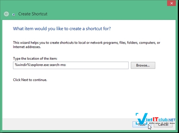 Hướng dẫn tạo shortcut tìm kiếm trên desktop windows - 3