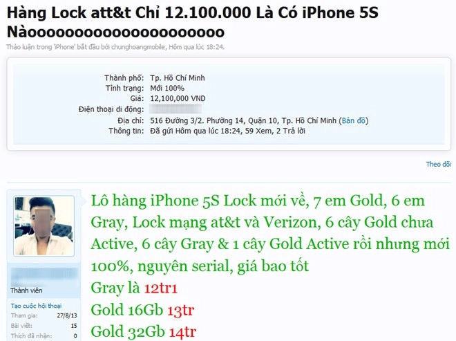 Iphone 5s bản khóa mạng giá 12 triệu hút khách - 2