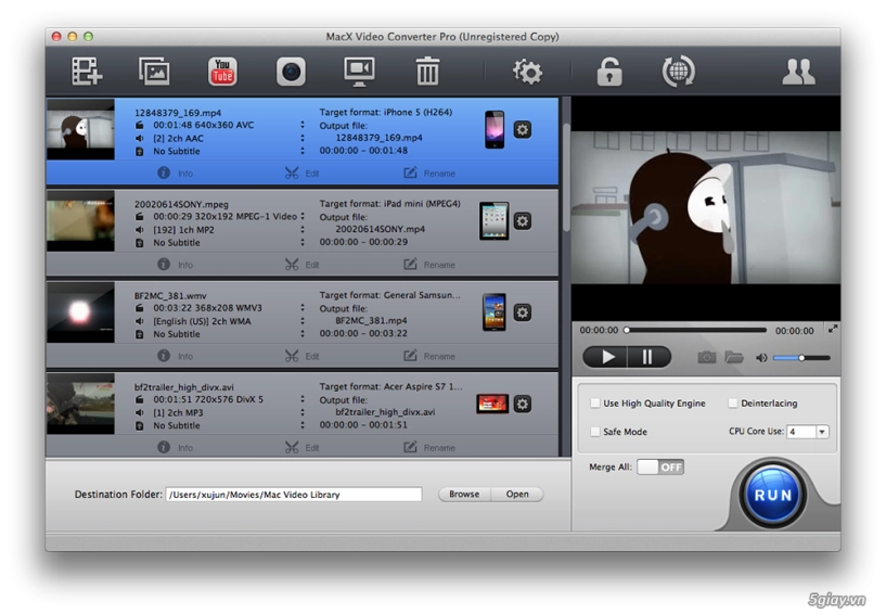 Macx video converter free edition - chuyển đổi định dạng video sd và hd cho máy mac - 3
