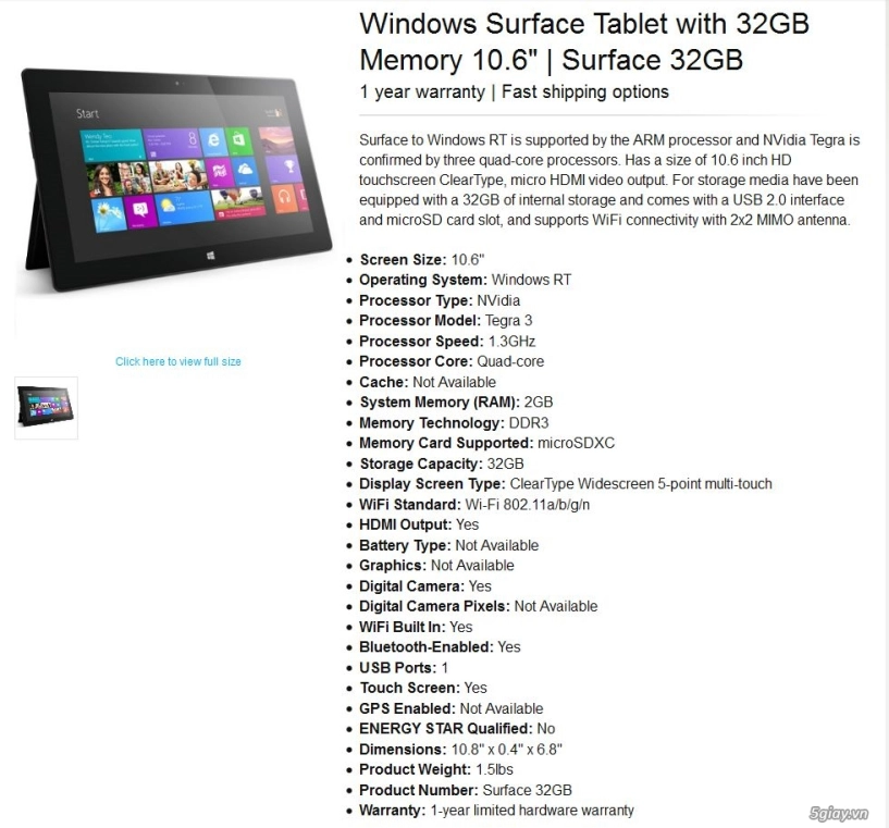 Microsoft surface giảm giá còn 179 tại ebay - 3