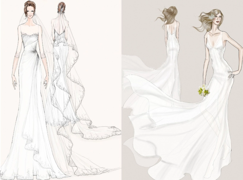 Phác thảo váy cưới của angelina jolie jennifer aniston - 3