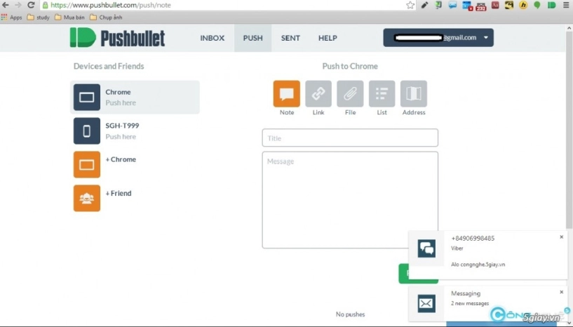 Pushbullet chuyển dữ liệu thông báo qua lại giữa điện thoại và máy tính - 5