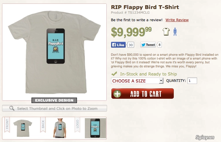 sốc với áo phông in hình flappy bird giá 10000 usd - 2