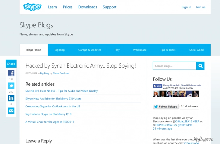 Syrian electronic army chào năm mới bằng cách hack facebook twitter và blog của skype - 3
