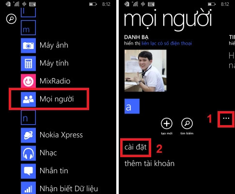 Tắt đồng bộ danh bạ facebook trên windows phone - 2