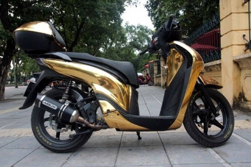 Honda sh 2011 dán crome vàng chóe - 1