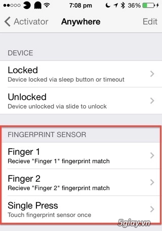 Tweak activator cập nhật tạo cử chỉ activator cho từng dấu vân tay với touchid - 1