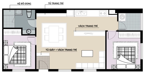 Bố trí căn hộ chung cư 73 m2 cho cặp vợ chồng trẻ - 3