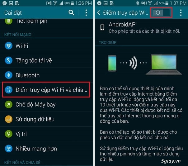 Cách chỉnh phát wifi từ samsung galaxy s5 - 2