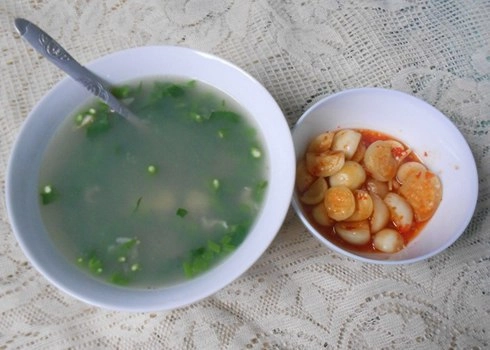 Canh nghêu nấu rau muống - 3