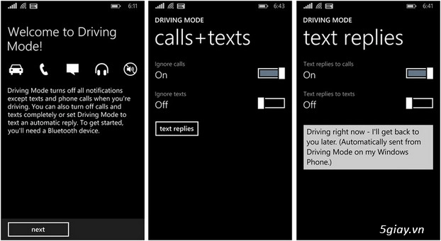 Chế độ lái xe driving mode trên windows phone - 2