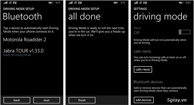 Chế độ lái xe driving mode trên windows phone - 3