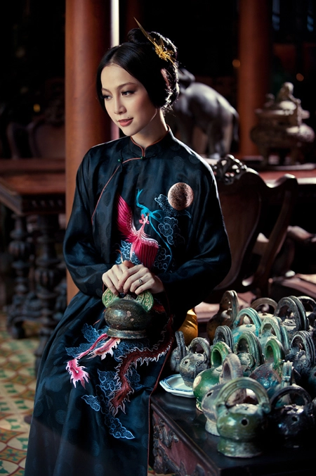 Linh nga làm người mẫu áo dài khi mang bầu ba tháng - 7
