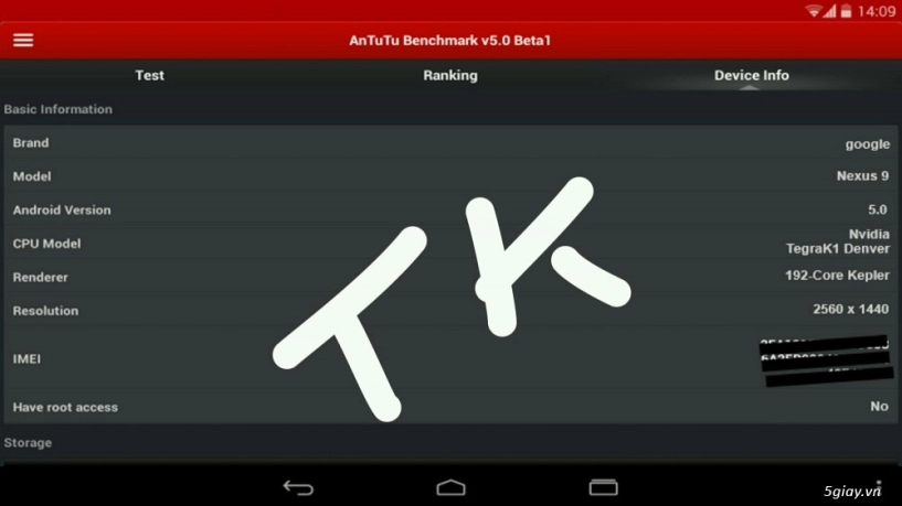Lộ cấu hình nexus 9 qua trình benchmark antutu - 2