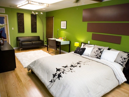 Phòng ngủ màu xanh lá cây lạ mắt - 5