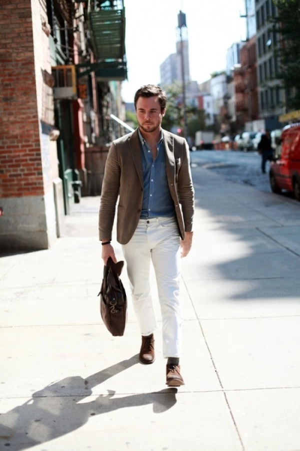 Thời trang hè 2015 cách mix quần jeans trắng cho nam giới - 6