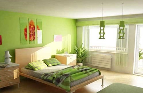 Trang trí phòng ngủ với tường màu xanh lá - 3