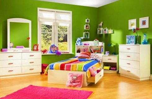 Trang trí phòng ngủ với tường màu xanh lá - 5