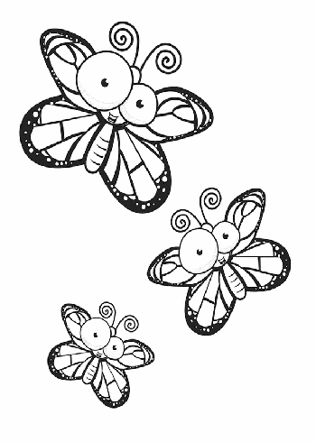 Tranh tô màu ba con bướm cho bé - 1