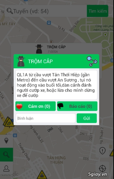 Triphero- ứng dụng cảnh báo nguy hiểm đường phố cướp giật cây xăng gian csgt - 7