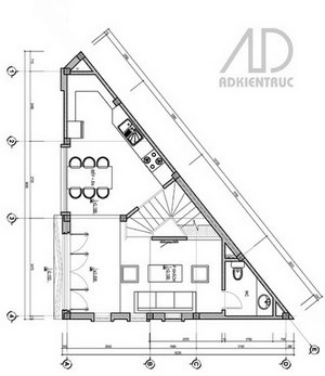 Xây nhà trên đất tam giác vuông - 2