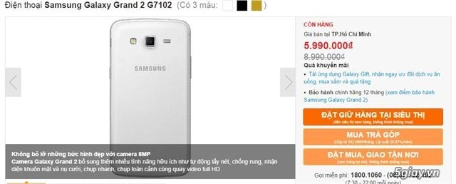 Giá bán galaxy grand 2 smartphone tầm trung chip lõi tứ hạ xuống dưới 6 triệu đồng - 2