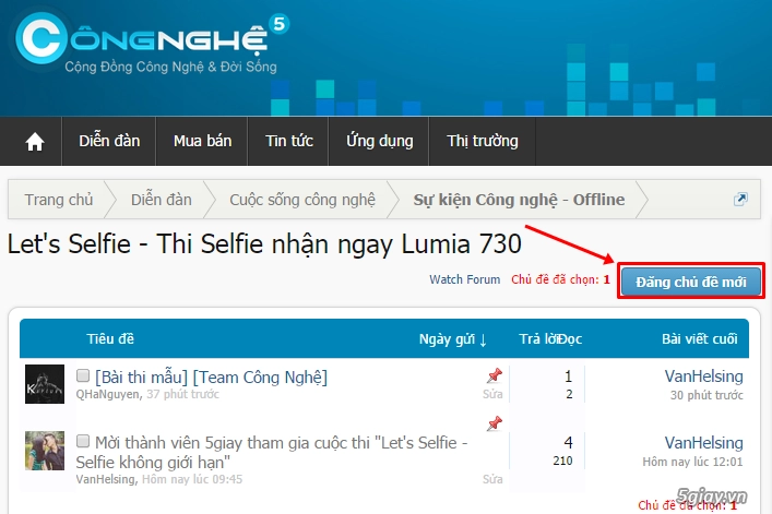 Hướng dẫn đăng bài dự thi cuộc thi lets selfie - selfie không giới hạn - 2