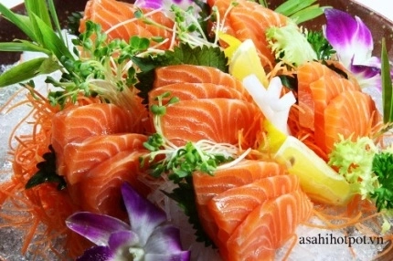 Sashimi cá hồi tại asahi hot pot - 4