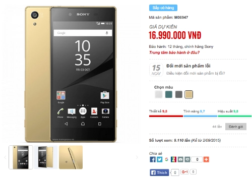 Xperia z5 chính hãng có giá 17 triệu đồng hỗ trợ 2 sim - 1