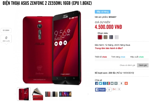 Asus zenfone 2 chính hãng được rao giá từ 45 triệu đồng - 1