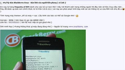 Blackberry onyx đã bán ở vn - 1