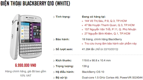 Blackberry q10 chính hãng giảm giá còn 7 triệu đồng - 1