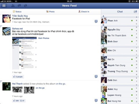 Dùng thử facebook cho ipad - 2