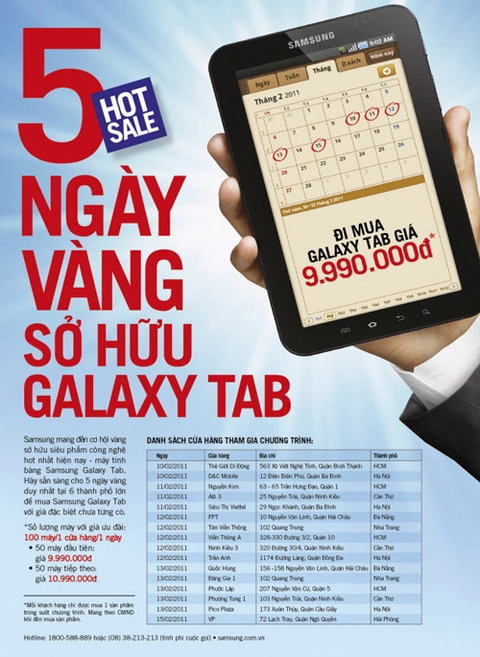 Galaxy tab sẽ được bán với giá 10 triệu - 2