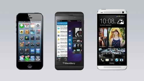 Htc one có ngoại hình giống blackberry z10 và iphone 5 - 2
