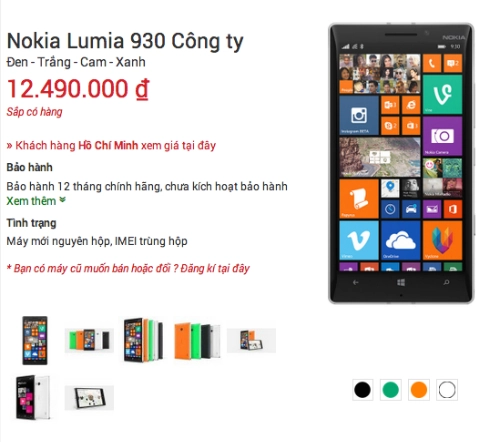 Lumia 930 chính hãng được rao giá từ 1249 triệu đồng - 2
