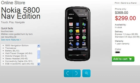 Nokia bán 5800 navigation edition 299 usd tại mỹ - 1