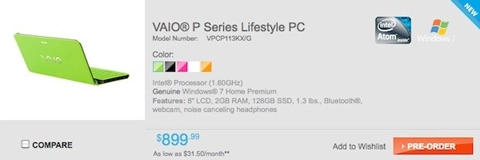 Sony vaio p mới giá 899 usd - 1