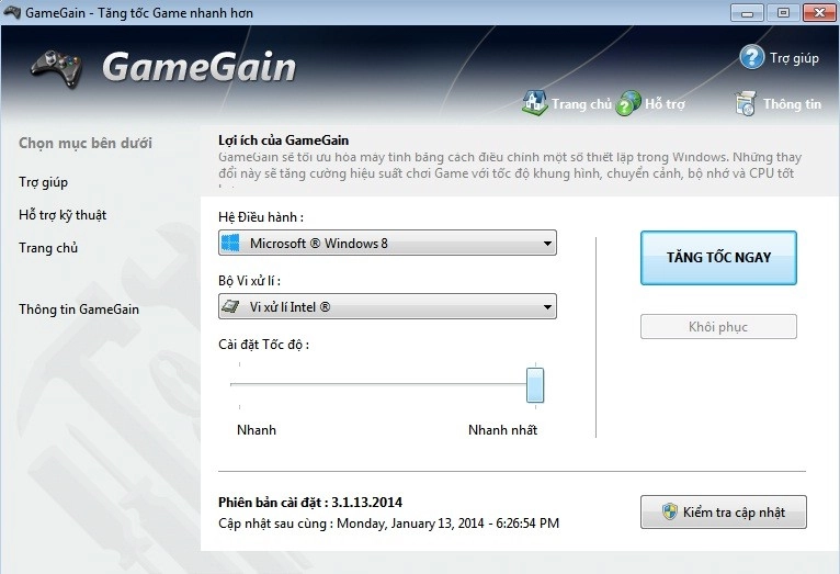 Gamegain 33102014 - phần mềm việt tăng tốc độ chơi game tối đa - 1