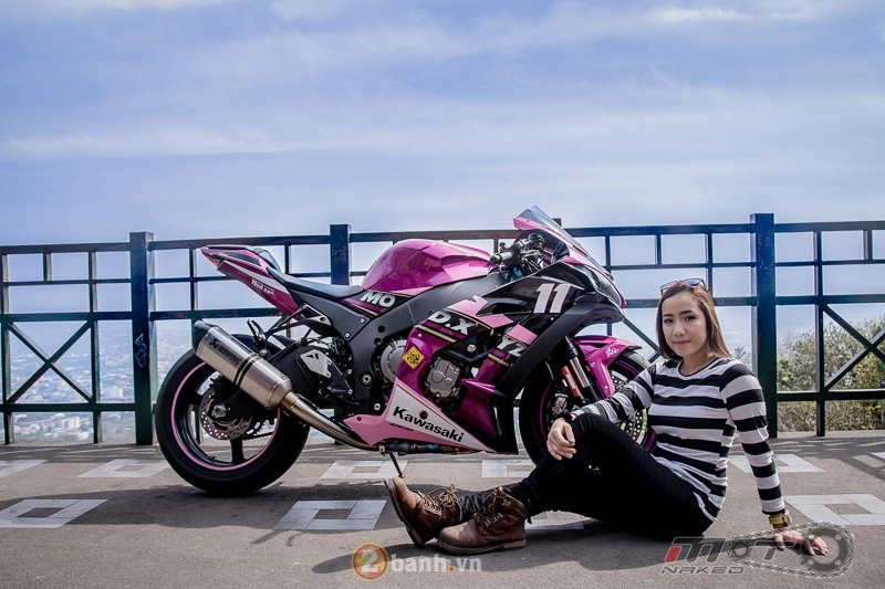 Kawasaki ninja zx-10r 2016 màu hồng nổi bật của nữ biker - 3